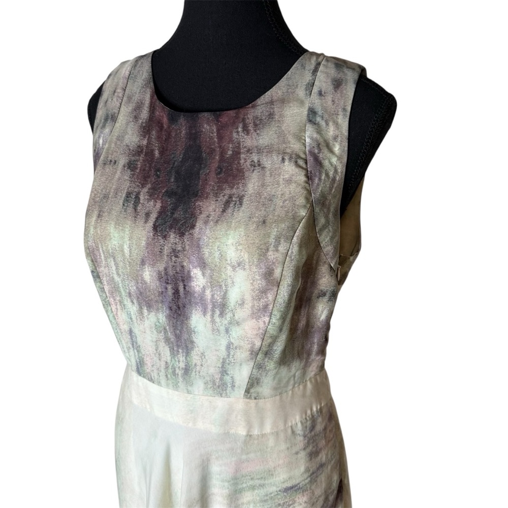 RACHEL ROY Sleeveless Asymmetrical Watercolour Dress Cut Out Zipper Size 10 - Picture 3 of 15